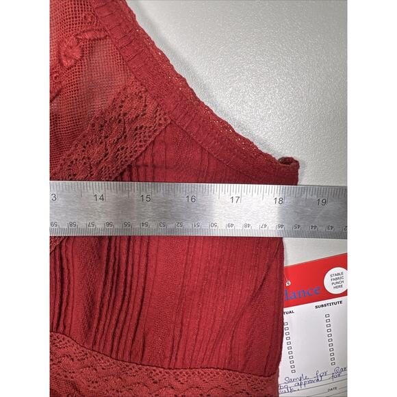 Sundance Tank Camisole Women's S Red Berry Lace Crochet Ribbed Babydoll Boho - Picture 7 of 7